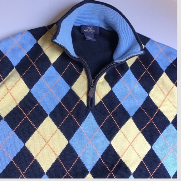 Brooks Brothers “346”   1 /4 zip colourful argyle  Pima cotton pullover  Sz XL - Picture 1 of 6